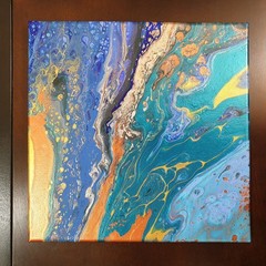 Original 12″x12″ Abstract Acrylic Fluid Art Pour Signed Painting (See Video)
