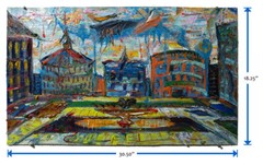 ORIGINAL OIL█PAINTING IMPRESSIONIST ARt SIGNED█CITY BUILDINGS POP NYC 18 x 30.5″