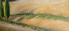 Tuscany Italy Lake Acrylic painting Canvas on wooden frame without frame.