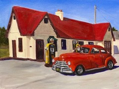 ORIGINAL Red Chevy Coupe Vintage Car Wall Art Home Decor Automobile Gift 12 x 16