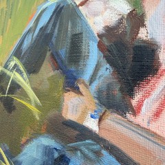 Man with Dog Original Oil Painting Figurative Landscape Contemporary Art OOAK
