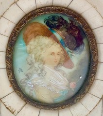 ANTIQUE ANATOLE VELY PAINTING ‚GIORGIANA‘ AFTER GAINSBOROUGH PORTRAIT, c1870