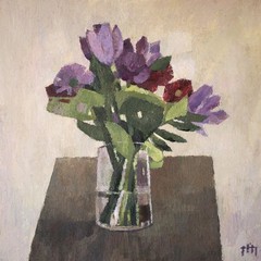 Silk Glow 12×12 original oil painting flower bouquet fine art home interior