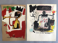 2 X Jean Michel Basquiat Original Painting Drawings Graffiti Street Art NYC F67