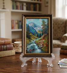 Mountain Waterfall Original Oil Painting 4×6 Framed Signed River Landscape Art