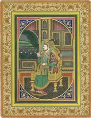 Miniature Portrait Of Mughal Emperor Shahjahan Mogul Paintings 10.5×13.5 inches