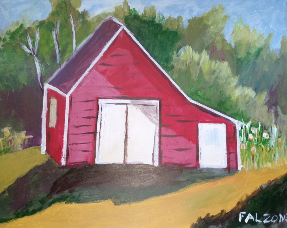 Impressionistic Hay Barn acrylic 11×14 painting colorful one of a kind