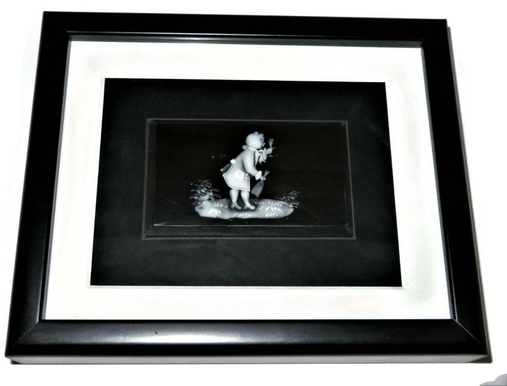 Framed & Matted Reverse Relief White on Black Stone Man Art, 7 1/2″ x 9″