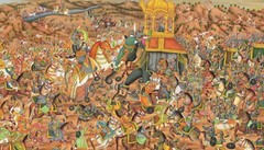 Indian Miniature Painting Of Battle Of Haldighati Art On Wooden Plate 13×8 Inch