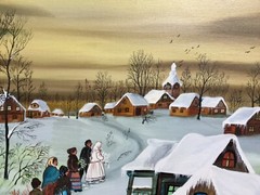 PRIMITIVE WEDDING PROCESSION By listed Hungary – Hungarian Artist A. Kowalski