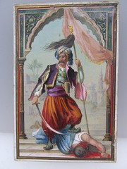 Art Nouveau design Muselmann crooked sword orig. hand painted postcard design Paris