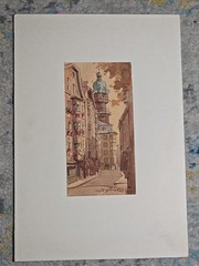 Vintage Watercolor Signed By Austrian Painter Joseph Ritter Pfarrgasse Austria