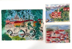 Vintage Original Paintings of Italy, Italian Scenes, Rome, Florence, Set of 3