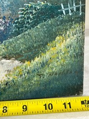 Oil Painting Canvas SEASCAPE Ocean Beach Palms, 12”x 24” signed By NIELSON