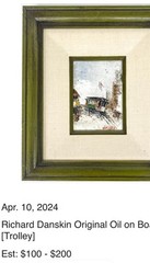 Richard Danskin Original Oil Painting Signed big city San Francisco trolley cars
