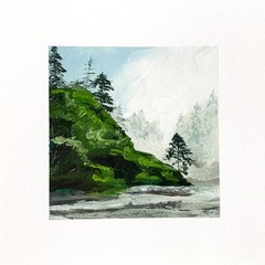8×8 PNW Original Oil Painting Olympic National Park Landscape Coastal Art Signed