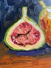 Figs Original Oil Painting Fruit Still Life Kitchen Impressionism Art Signed