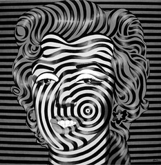 Marilyn Monroe Portrait Optical Op Painting Black and White Amira Artist Pop Art