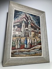 RAPHAEL MOISES MEXICO MODERNIST OLD MISSION MURAL STYLE MID CENTURY PAINTING