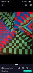 Howard Yosha „Christmas“ Abstract Geometric Shapes Painting Cubism Surrealism