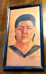 VERY OLD FOLK ART Indigenous MAN WOMAN Orig. WATERCOLOR on PAPER Signed MIGNON!