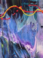 Abstract large painting „Late Night Conversation“ modern expressionist fluid