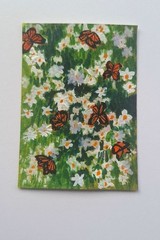 ACEO Original Gouache WildFlowers and Butterflies Mini Painting „2,5 x 3,5“