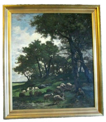 Charles Emile Jacque (1813-1894) Oil, Barbizon School, From Movie „Dark Waters“