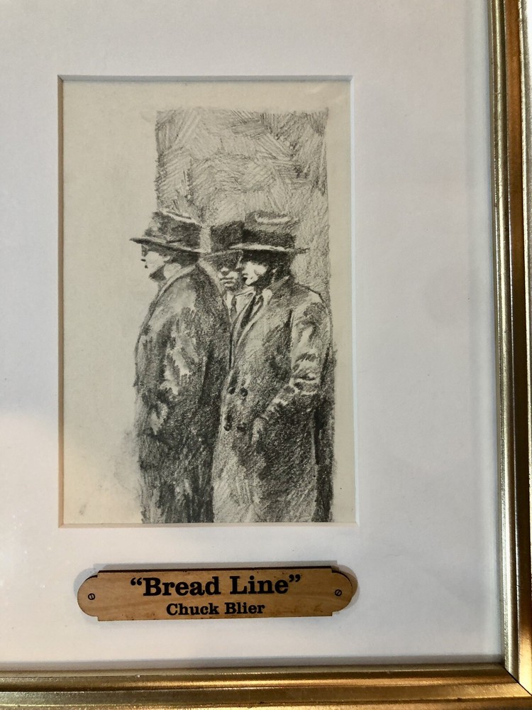 “BREAD LINE”. Graphite Rendering By Listed American Artist, Chuck Blier