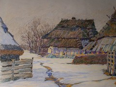 Leopold Beran (Vienna 1884-1965) Village in Winter.