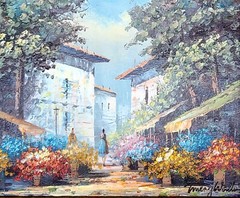 „European Street Scene“ by Artist Emery Walton : Oil On Canvas