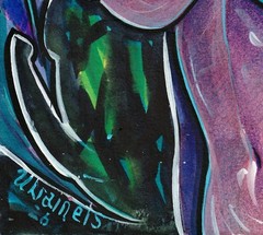 Original Anime Painting A4 Demon Girls Kiss LGBT Fantasy Handmade OOAK Wall Art