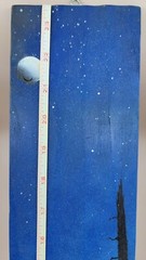Nature Painting on Plywood Handmade Original 24″ x 4″ Trees Mountains Moon Sky