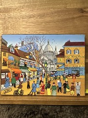 French Street Scene Painting Sacre Coeur Montmartre Paris Folk Art Style Signed