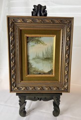 Original Landscape Painting Framed Oil On Canvas, Signed Vintage 5”x7”