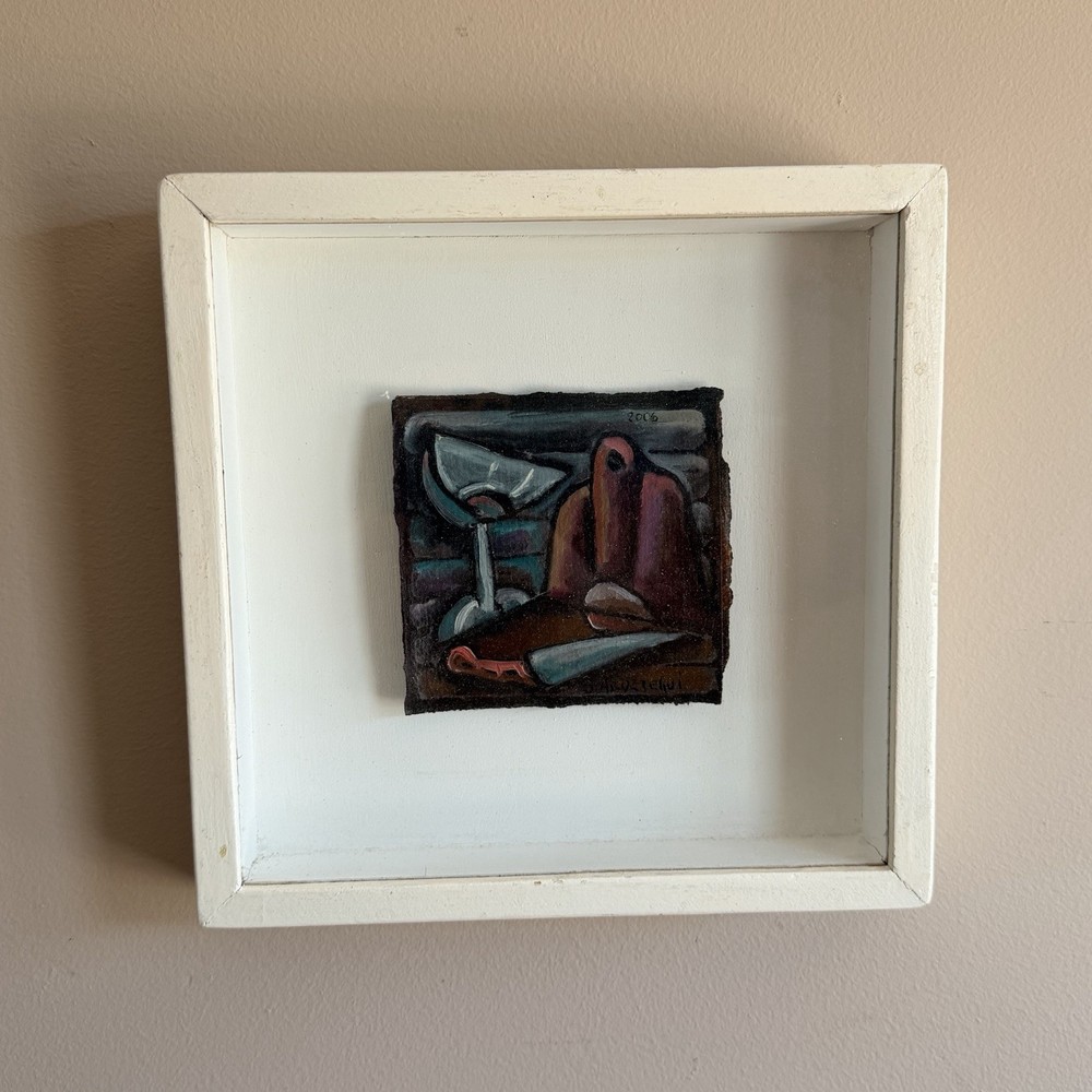 Joaquín Aroztegui Modern Uruguay Cubist Abstract Still Life Oil Painting Signed