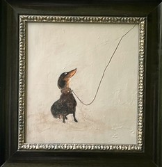 Large Dachshund Oil Study on Board