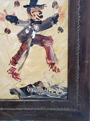 1981 Morris Katz Signed Original Oil Painting Clown Impasto Palette Knife
