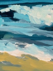 Coastal Seascape Original Painting Beach Wall Art Home Decor R. Stevens