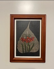 VINTAGE Real Leaf “Flower” Hand PAINTED 8″ x 6″