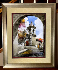 CHURCH OF YANAHUARA, AREQUIPA, PERU, Large Original Canvas Painting, Superb Cond