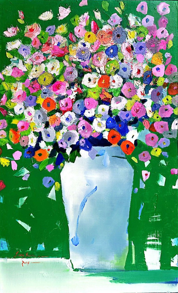 Vibrant Floral Bouquet Original Oil Painting 1_by Sung Sook Kim(2019)