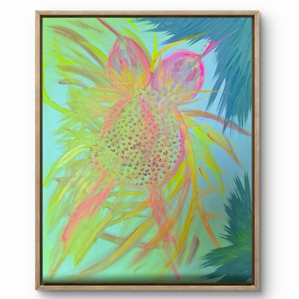 BLESSED#1518 Hummingbirds Sparring 20×16 Original Art Canvas Acrylic