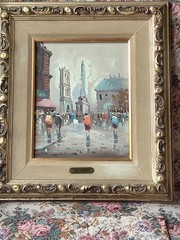 ANTONIO DE VITY IMPRESSIONIST SIGNED PAINTING PARIS STREET SCENE 16.5″ X 14.5″