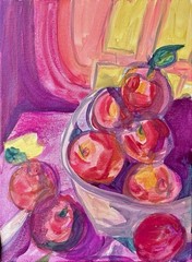 PORTIA Original Granny Smith Apples 11×14” Canvas Painting Bruny Island Tasmania