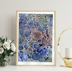 ORIGINAL PAINTING OOAK RIVER ROCKS Stream Blue Earthtones 9×12 inches