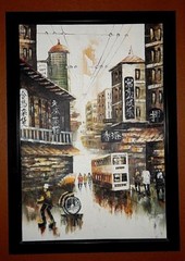 Hong Kong, City Scape, Original oil painting. Inspired by H.K. in early years.