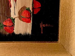 Vivian Hollan Swain Signed Still Life Oil Painting Strawberries Fruit