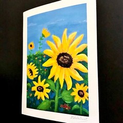 Sunflower Painting For Sunflower Lovers, Flowers Fine Art Print Giclee, 5x7in