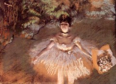 Oil painting girl beauty portrait Dancer-Onstage-with-a-Bouquet-Edgar-Degas art
